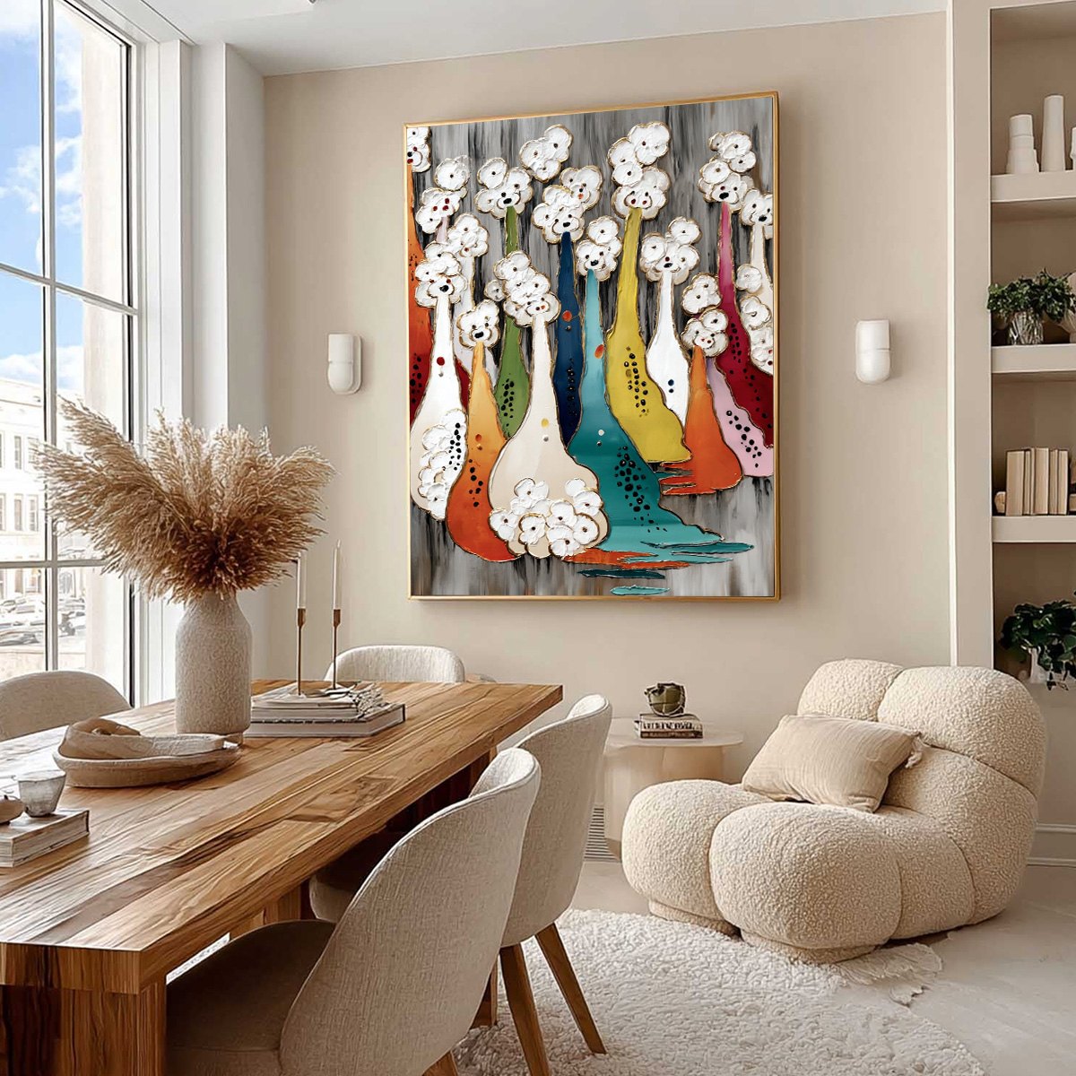THE GATHERING: Colorful Textured Abstract Figurative Painting