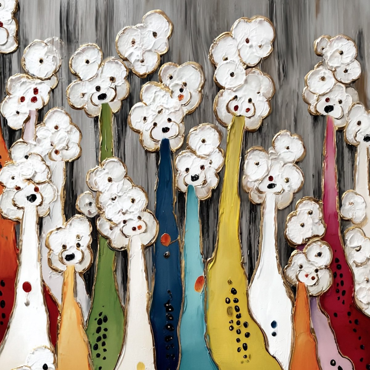 THE GATHERING: Colorful Textured Abstract Figurative Painting