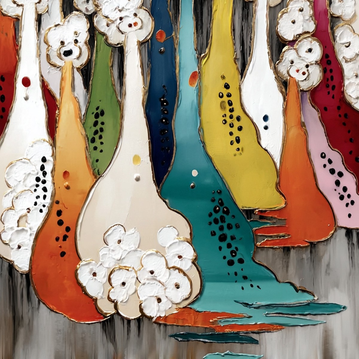 THE GATHERING: Colorful Textured Abstract Figurative Painting