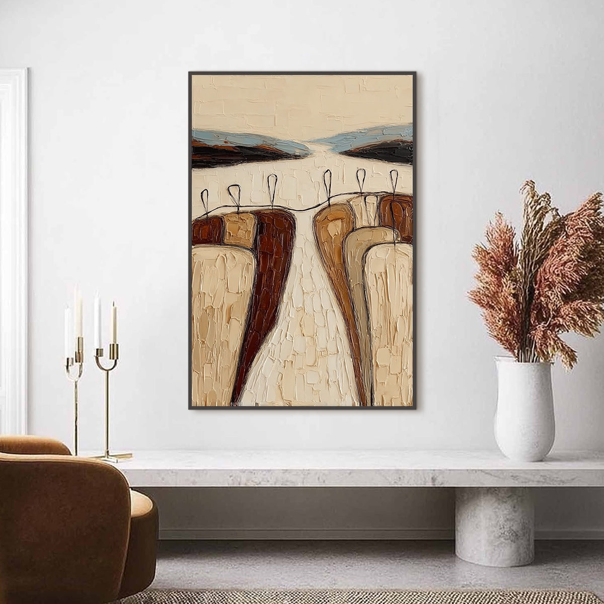 THE GATHERING: Textured Wabi Sabi Abstract Landscape Painting