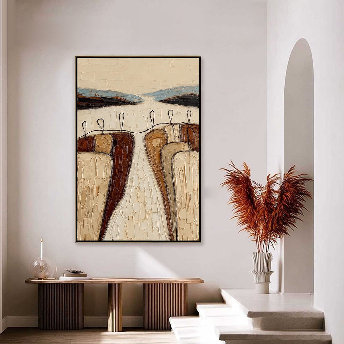 THE GATHERING: Textured Wabi Sabi Abstract Landscape Painting