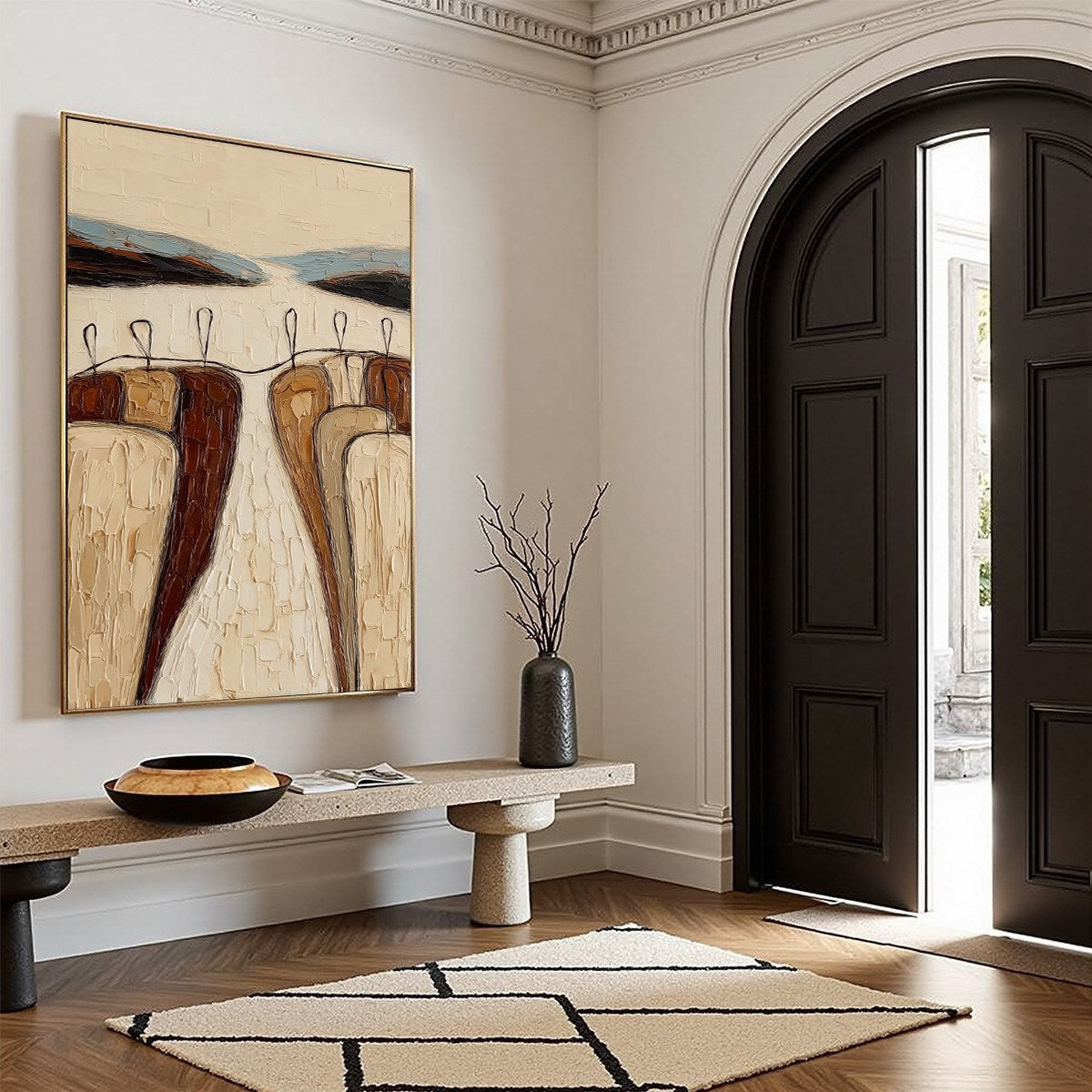 THE GATHERING: Textured Wabi Sabi Abstract Landscape Painting