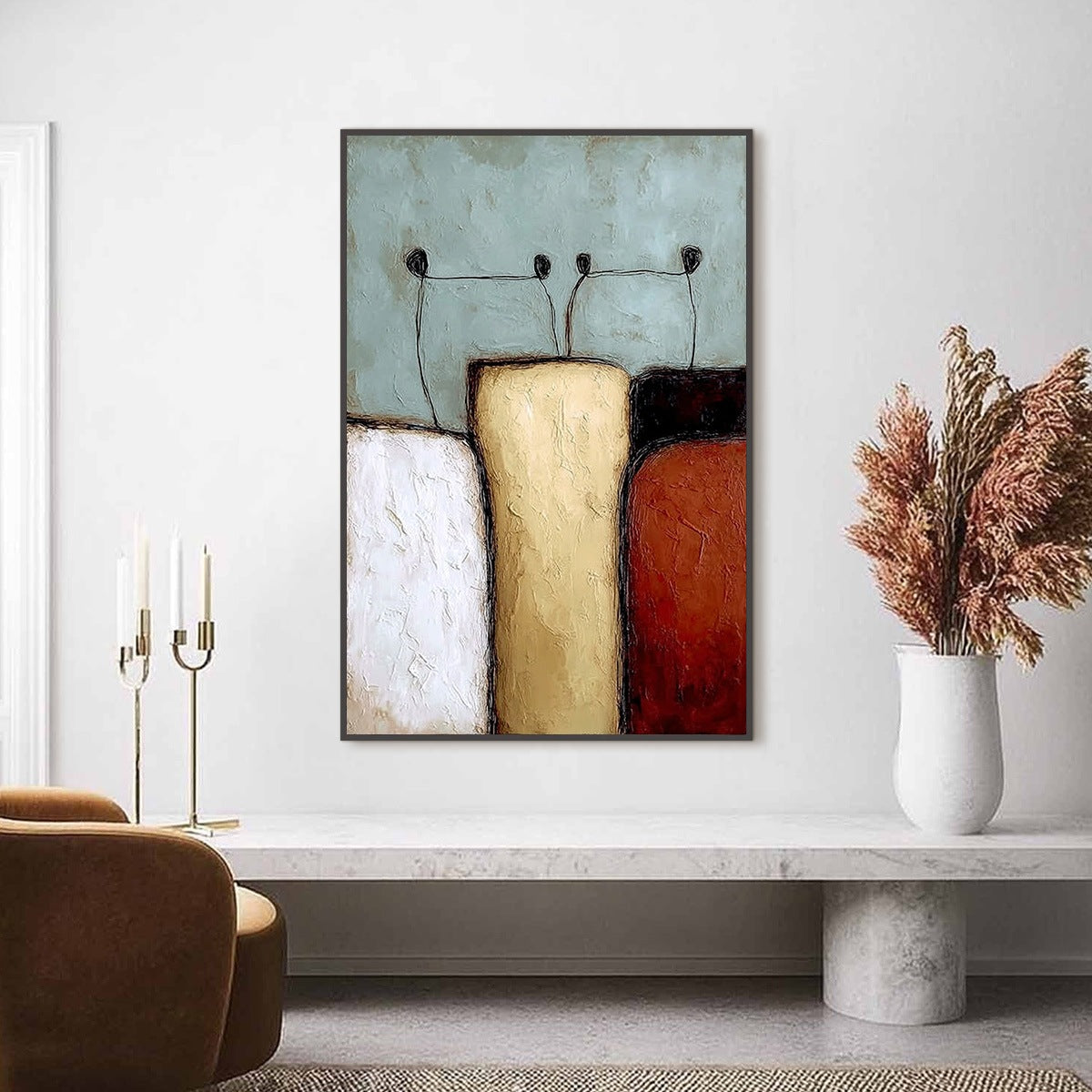 THE GATHERING: Textured Wabi Sabi Abstract Painting of Earthy Forms