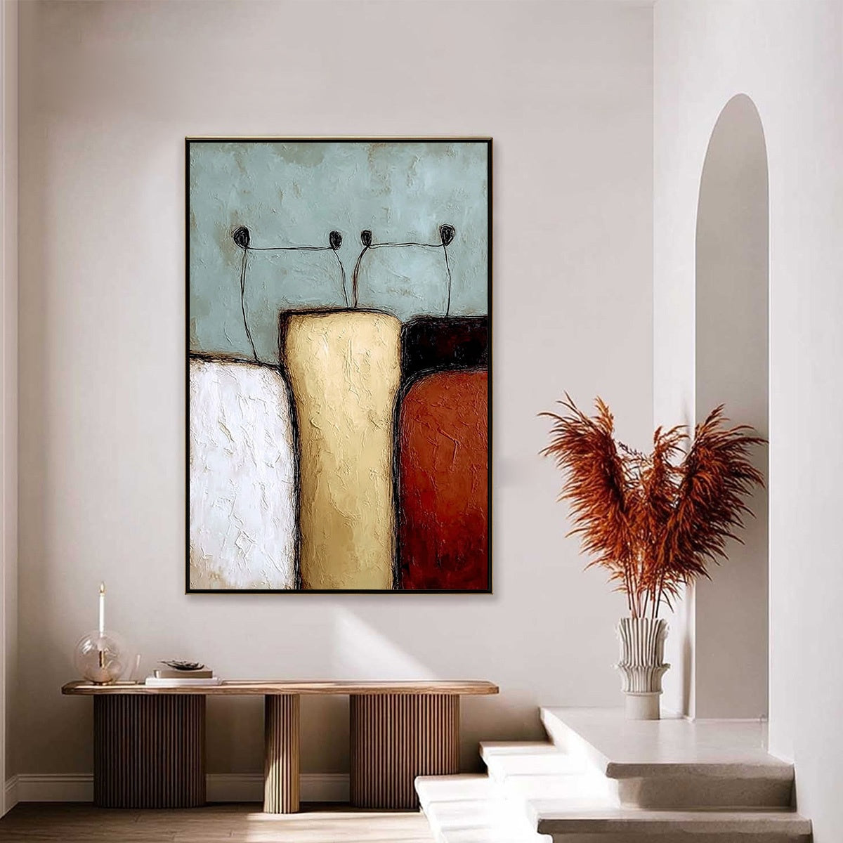 THE GATHERING: Textured Wabi Sabi Abstract Painting of Earthy Forms