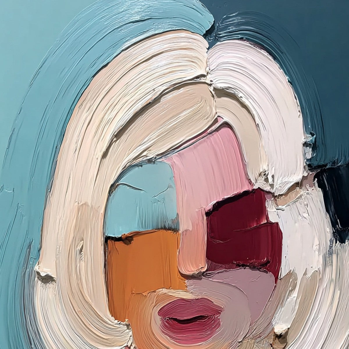 THE GAZE: Textured Abstract Portrait Palette Knife Painting