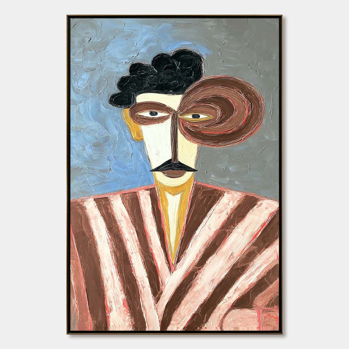 THE GENTLEMAN: Expressive Abstract Portrait Oil Painting for Modern Decor