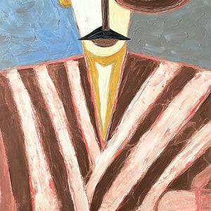 THE GENTLEMAN: Expressive Abstract Portrait Oil Painting for Modern Decor