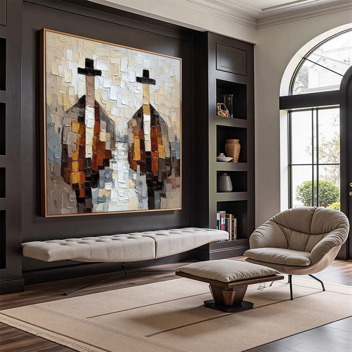 THE GENTLEMEN'S ACCORD: Textured Abstract Painting of Three Figures