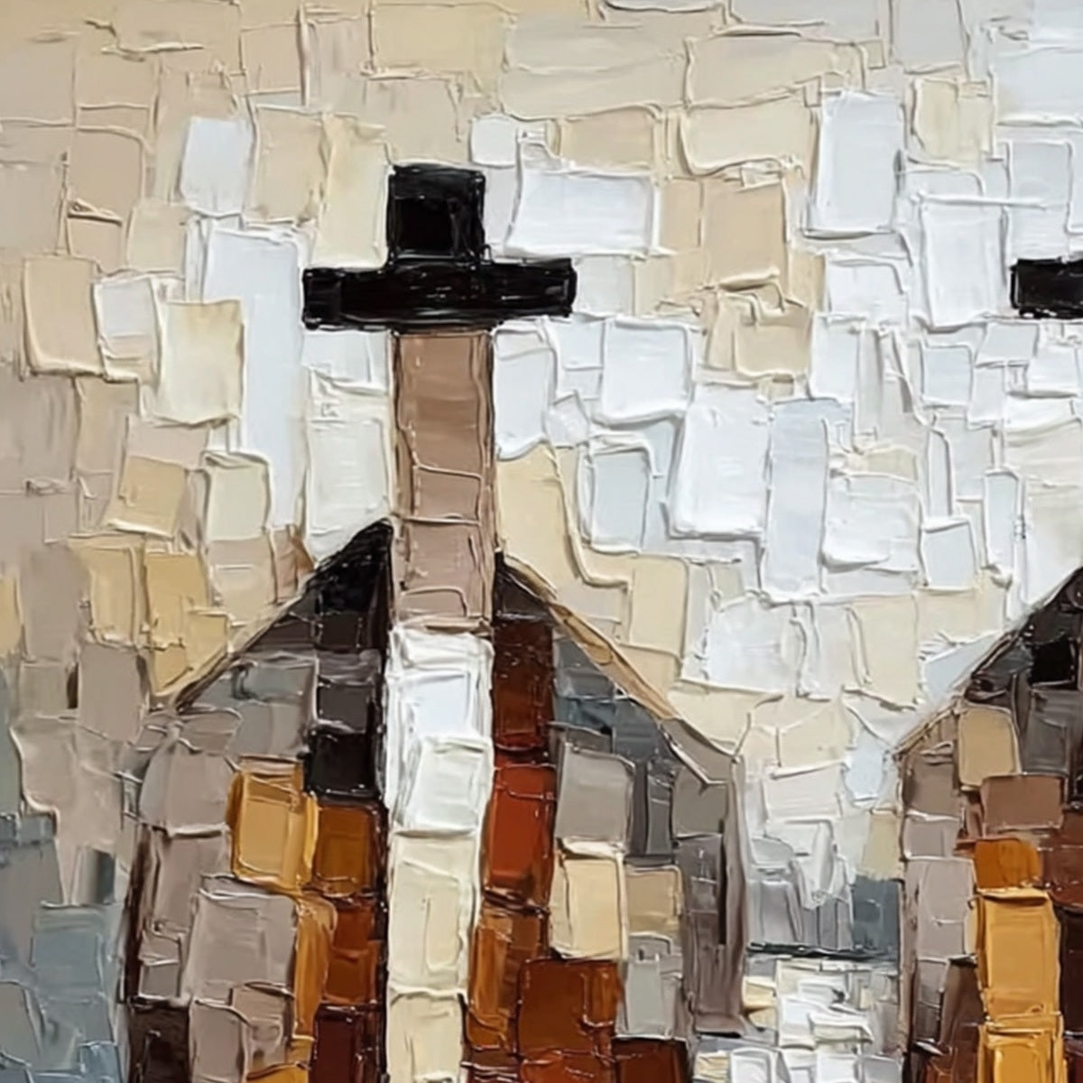 THE GENTLEMEN'S ACCORD: Textured Abstract Painting of Three Figures