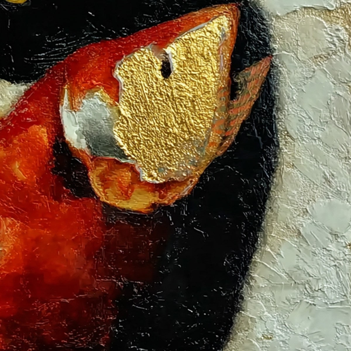 THE GOLDEN CATCH: Textured Impasto Painting of a Cat and Fish