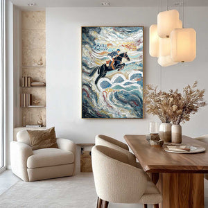 THE GRAND LEAP: Textured Equestrian Sports Painting with Dynamic Motion