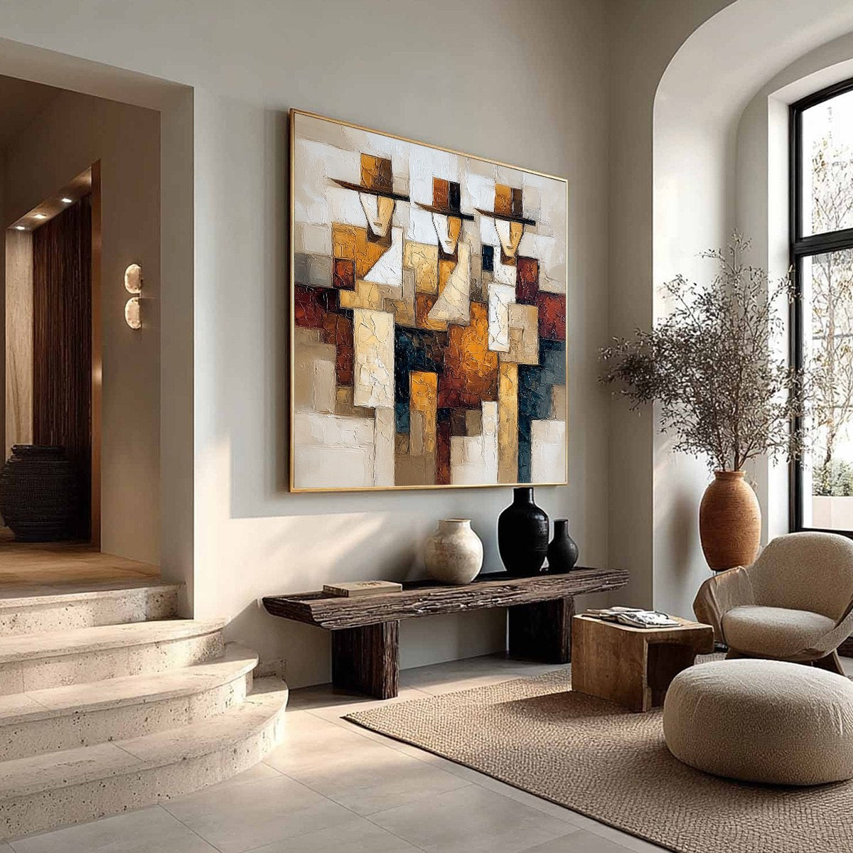 THE JOURNEYMEN: Heavy Texture Palette Knife Figurative Painting