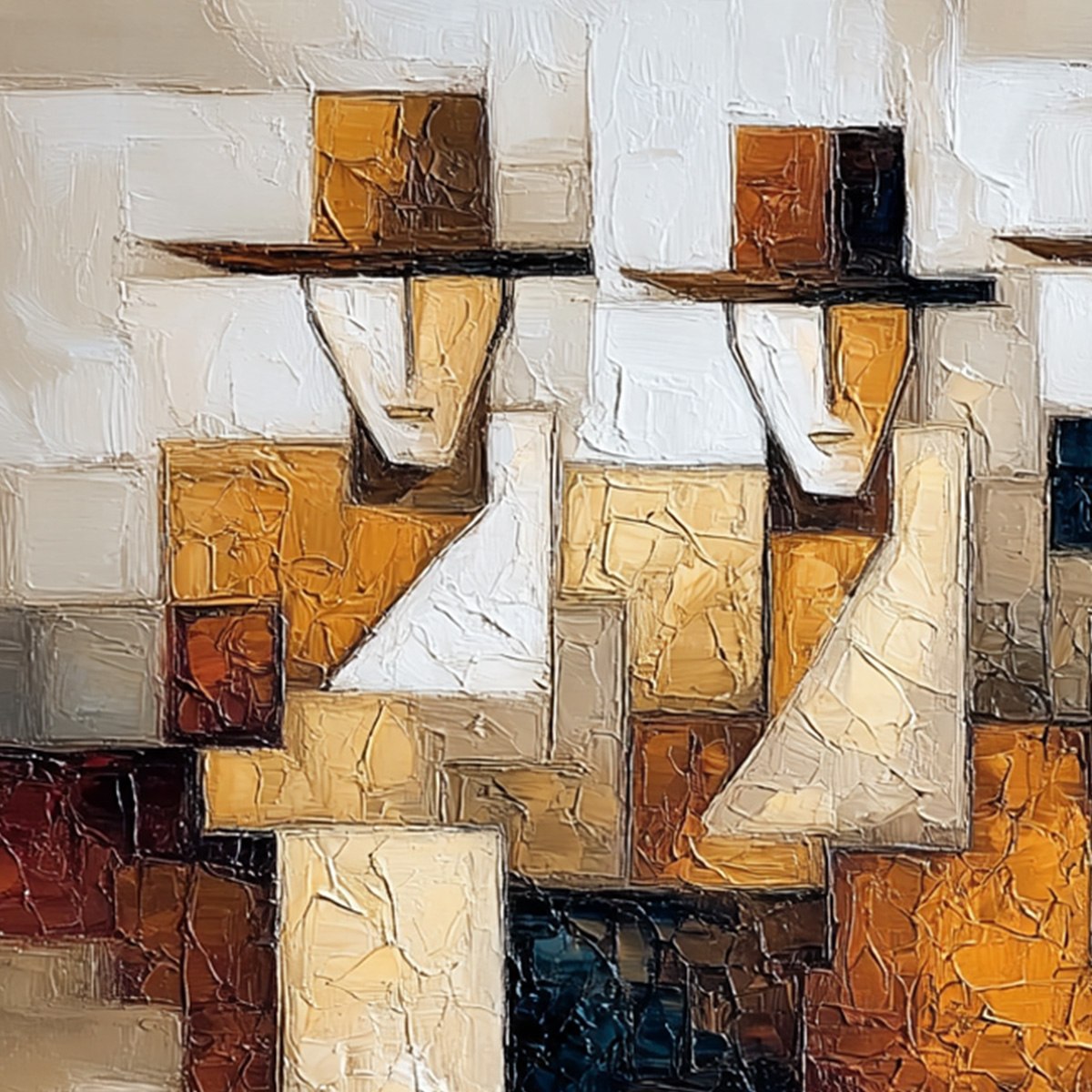 THE JOURNEYMEN: Heavy Texture Palette Knife Figurative Painting