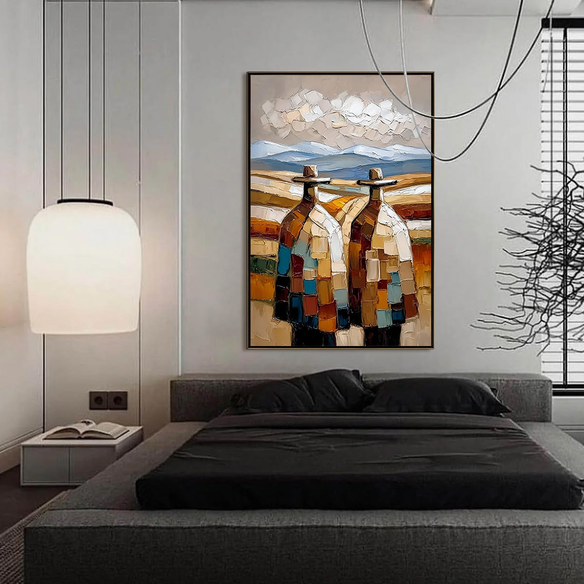 THE JOURNEYMEN: Textured Impasto Painting of Two Figures in a Landscape