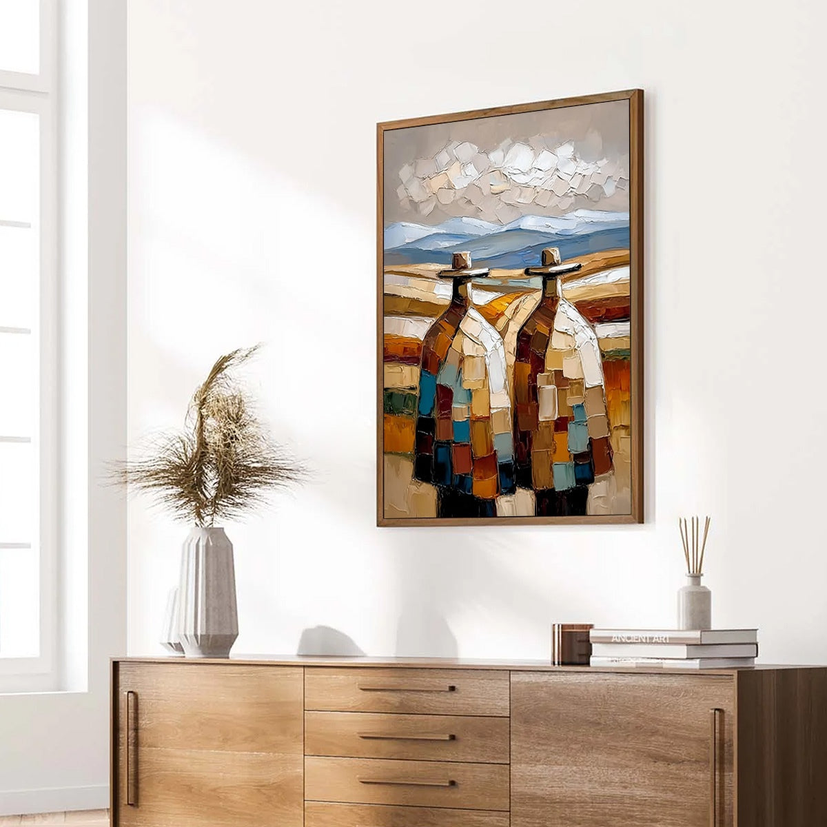 THE JOURNEYMEN: Textured Impasto Painting of Two Figures in a Landscape