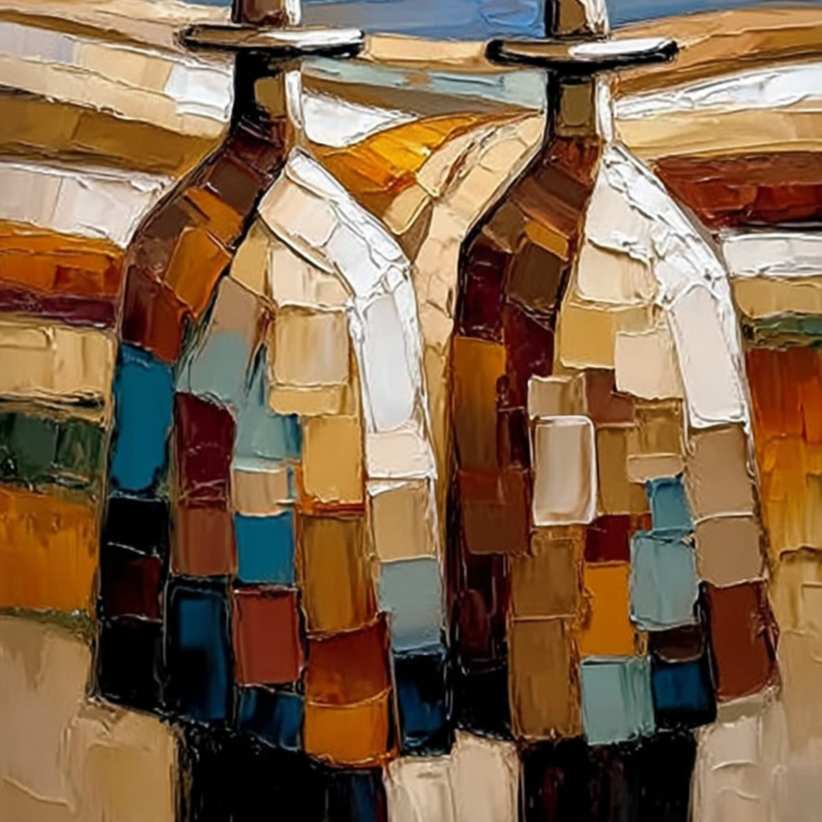 THE JOURNEYMEN: Textured Impasto Painting of Two Figures in a Landscape