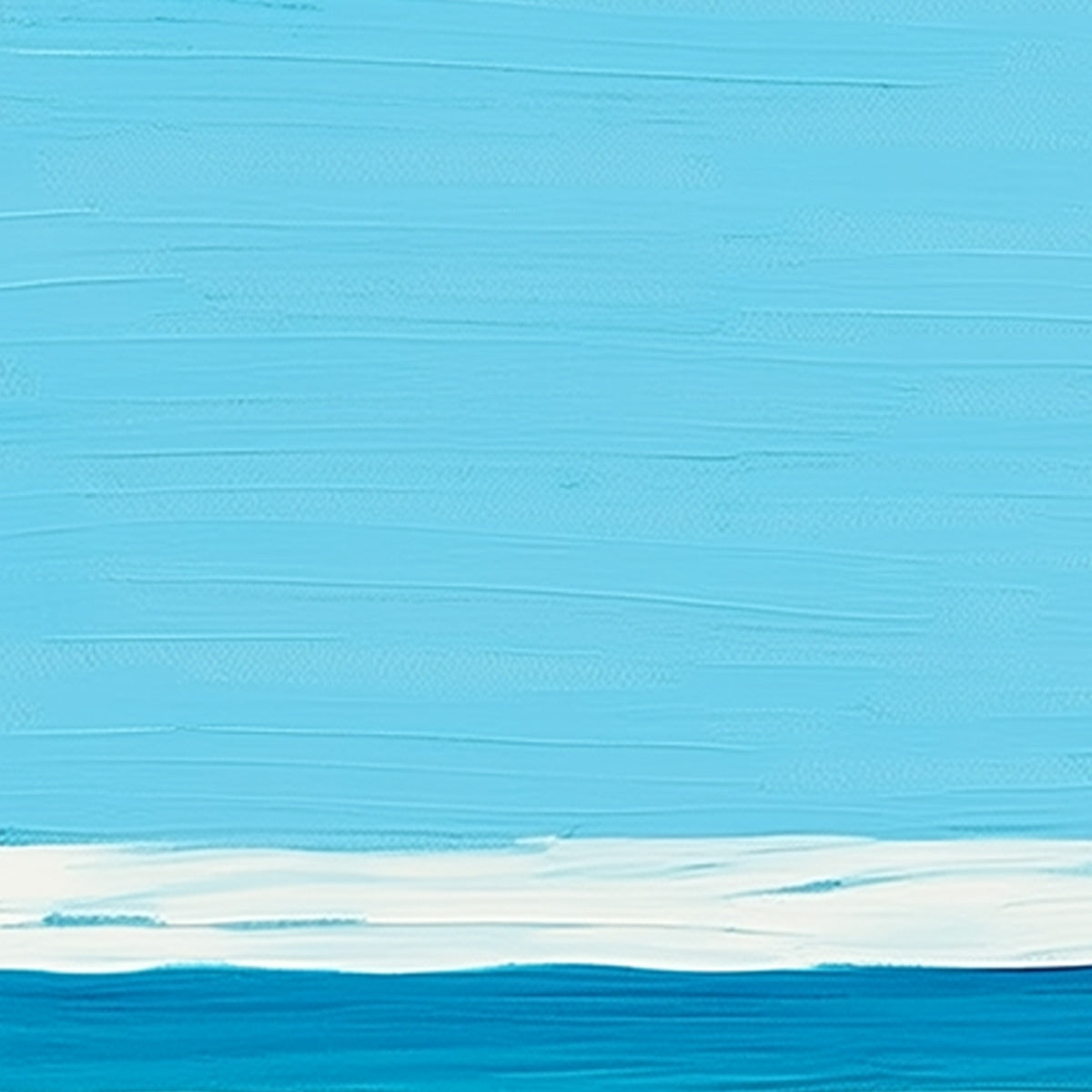 Original abstract acrylic wall art: 'The Leap' minimalist pool dive. Blue sky, white splash, blue water texture.