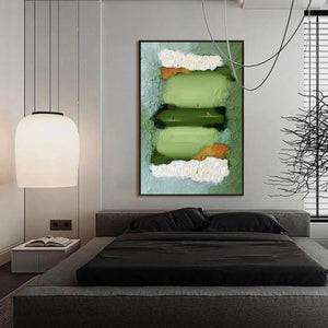 THE LONG RUN: Textured Abstract Green Landscape Painting with Runners