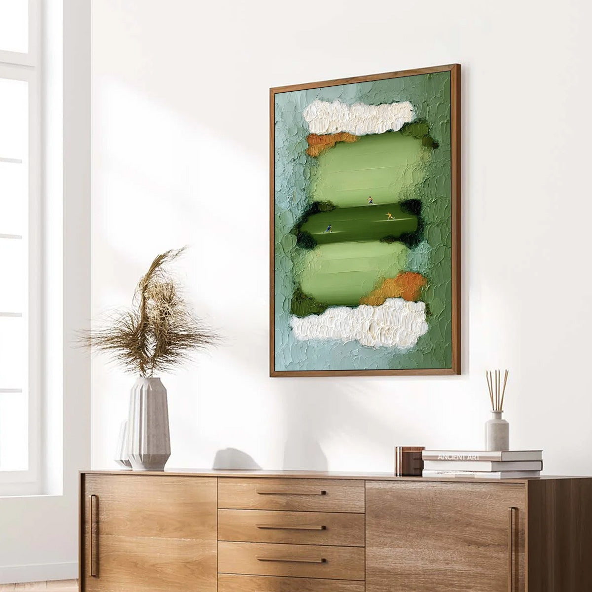 THE LONG RUN: Textured Abstract Green Landscape Painting with Runners