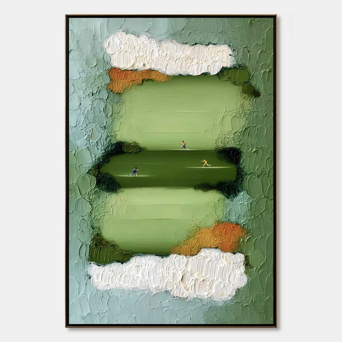 THE LONG RUN: Textured Abstract Green Landscape Painting with Runners