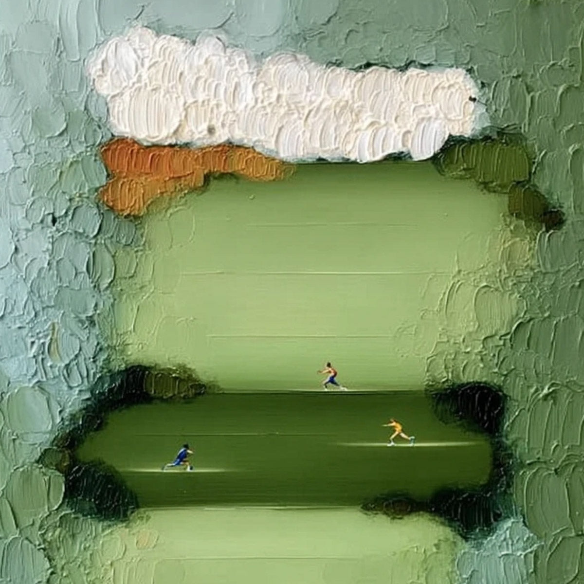 THE LONG RUN: Textured Abstract Green Landscape Painting with Runners