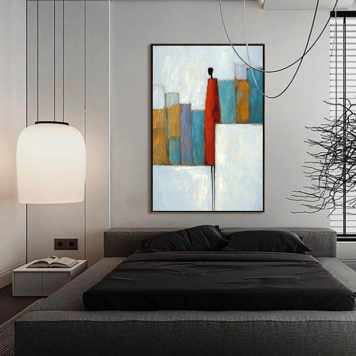 THE OBSERVER: Colorful Abstract Figurative Cityscape Painting
