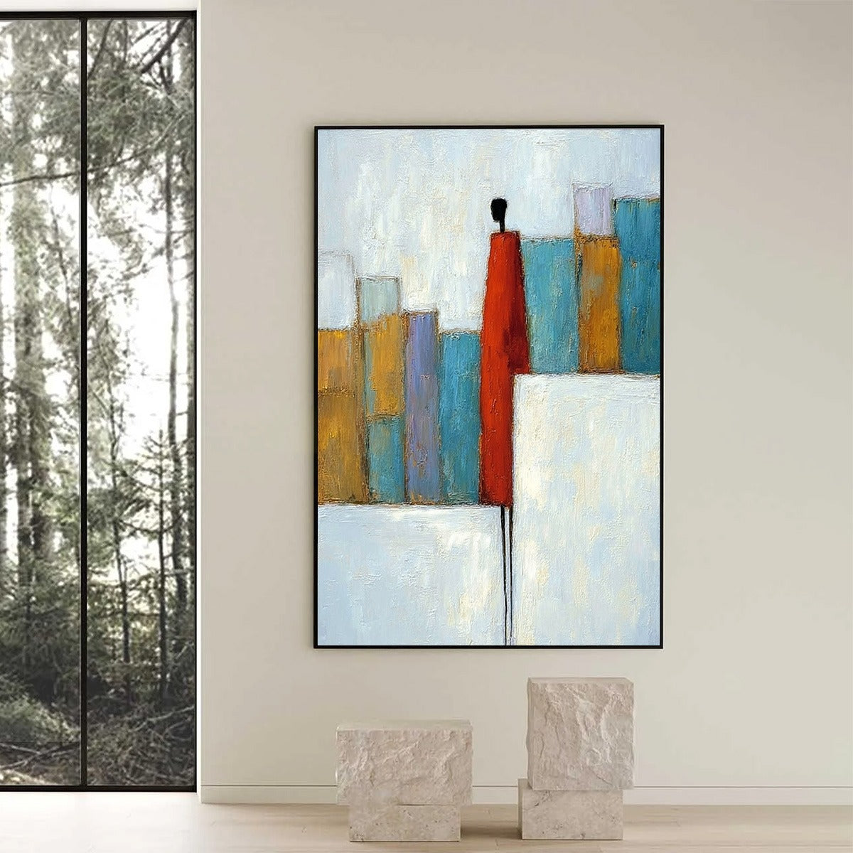 THE OBSERVER: Colorful Abstract Figurative Cityscape Painting