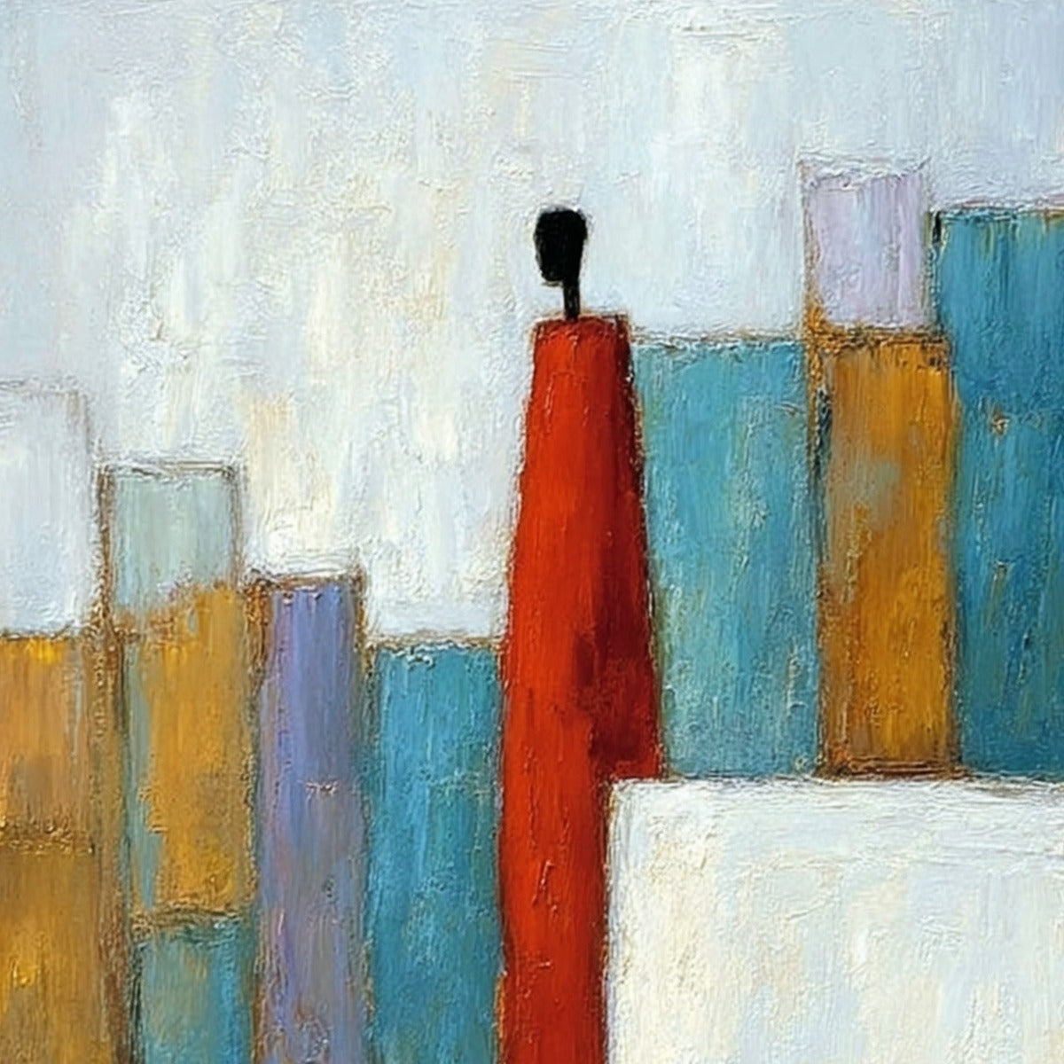 THE OBSERVER: Colorful Abstract Figurative Cityscape Painting