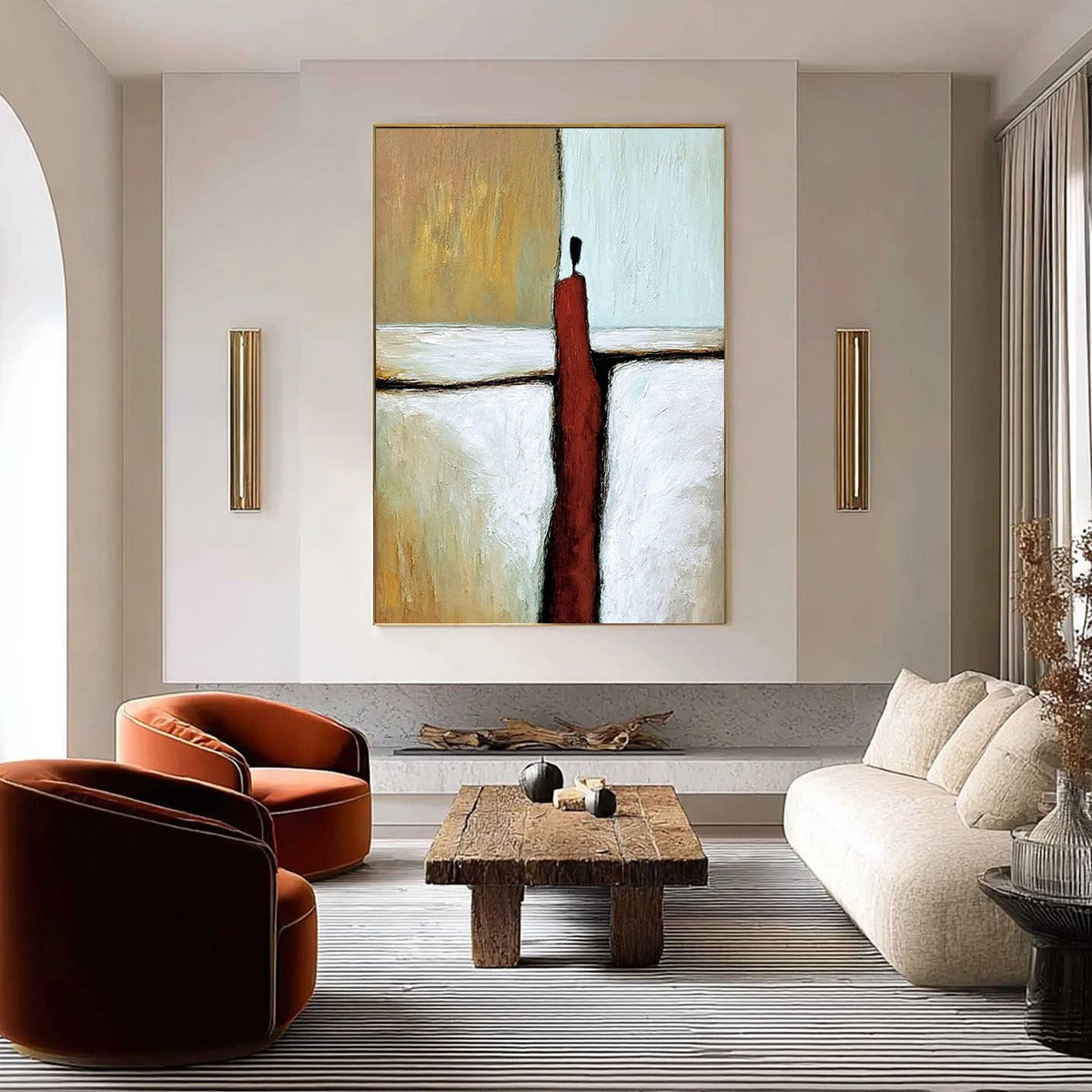 THE PATH: Textured Abstract Figurative Painting for Modern Decor