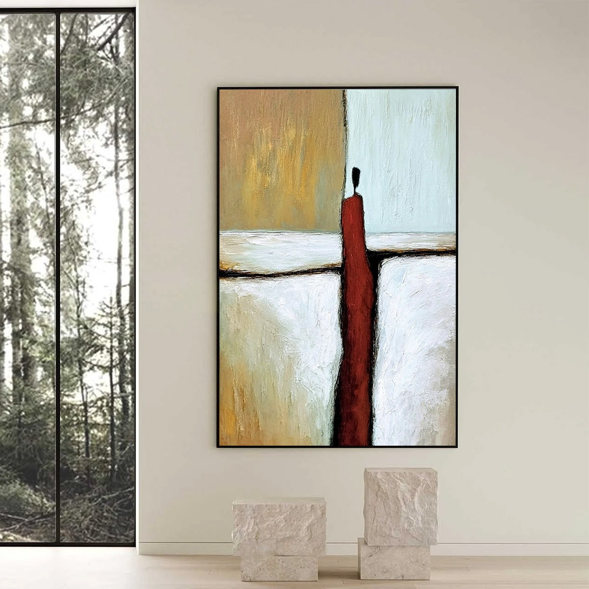THE PATH: Textured Abstract Figurative Painting for Modern Decor