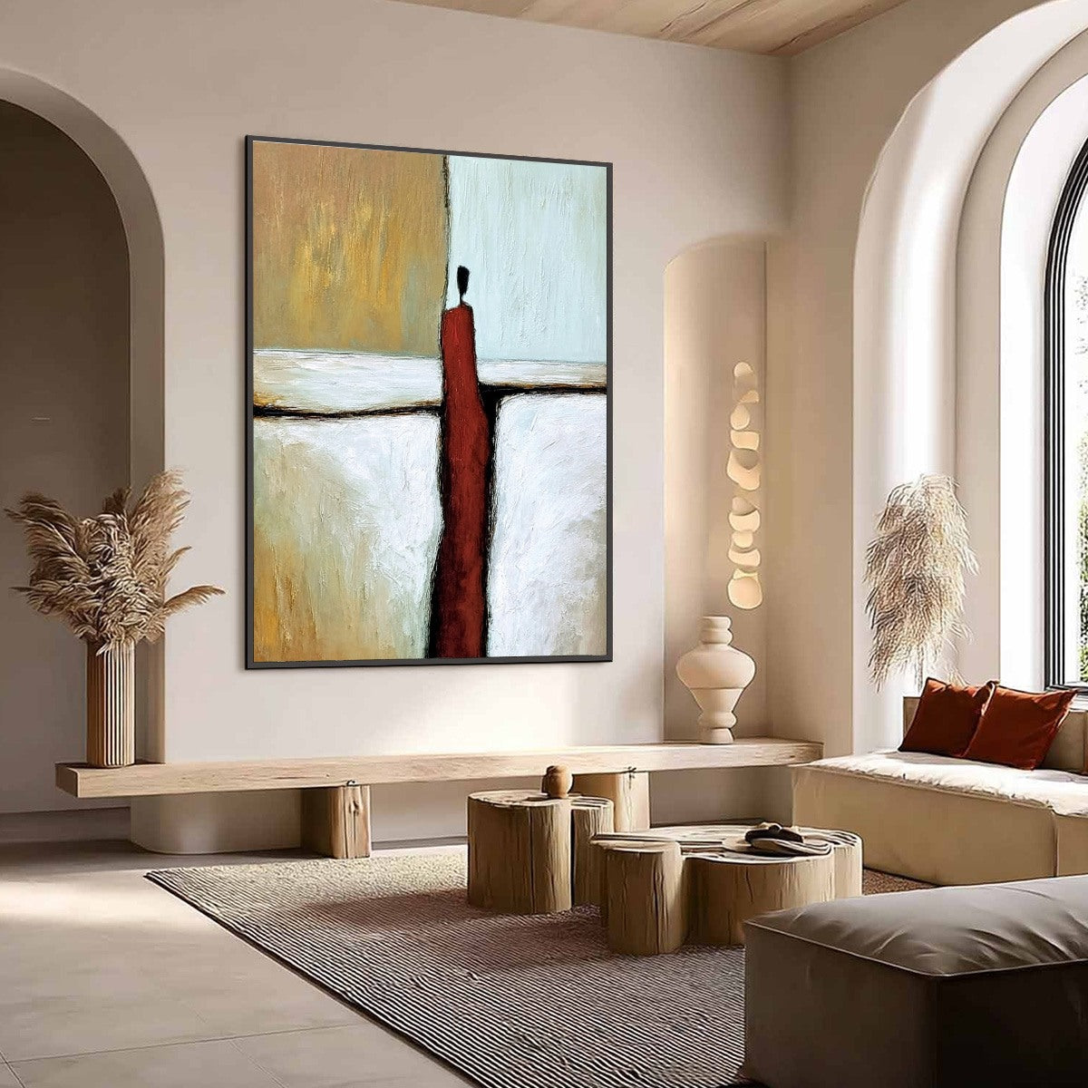 THE PATH: Textured Abstract Figurative Painting for Modern Decor