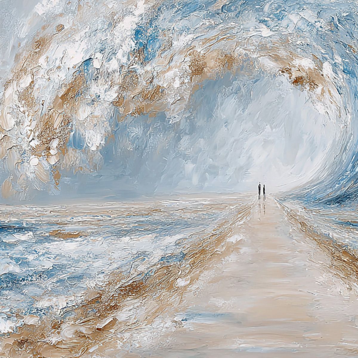 THE PATH WITHIN THE TIDE: Large Textured Abstract Seascape Painting