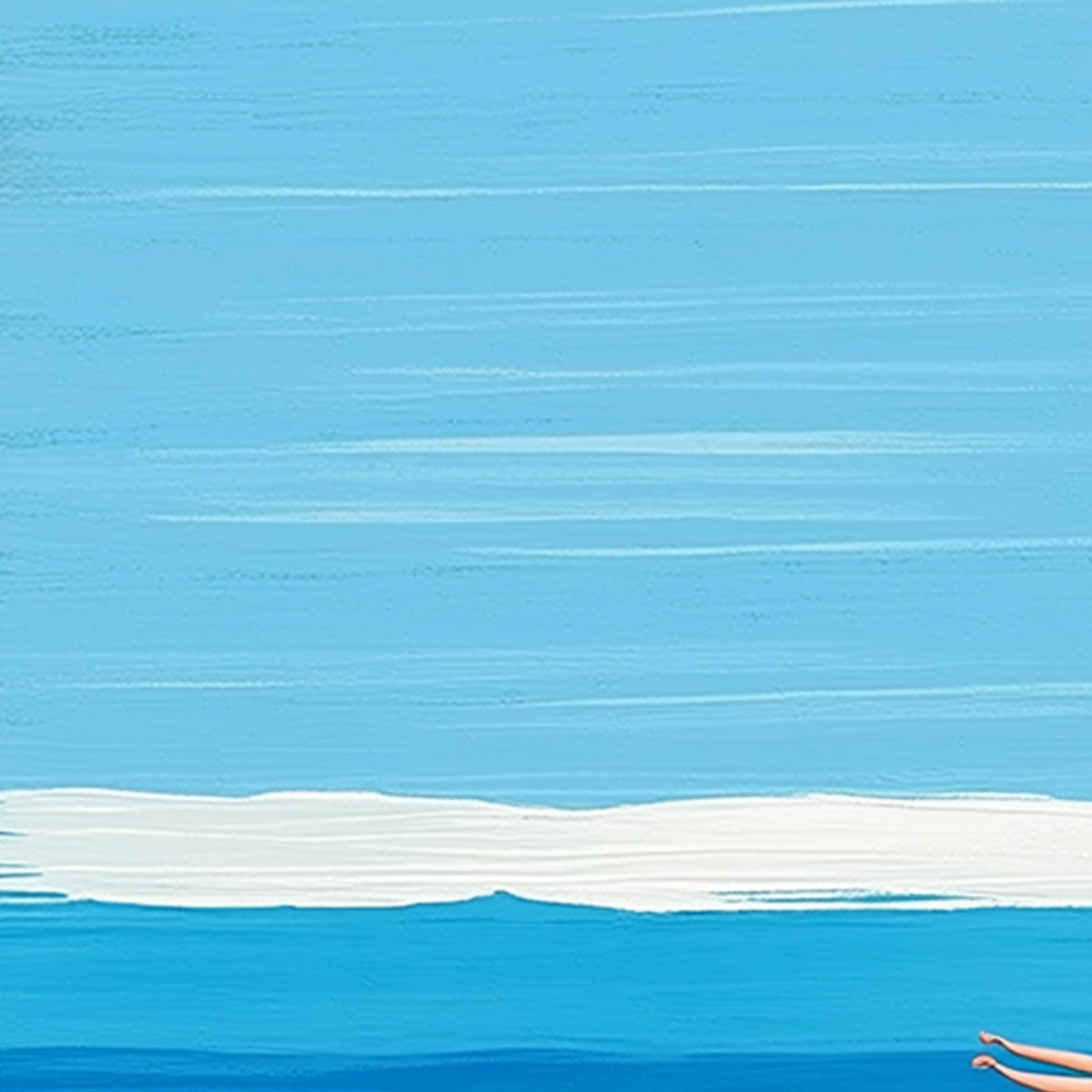 Modern wall art: 'The Plunge' original abstract handmade painting of blue pool.