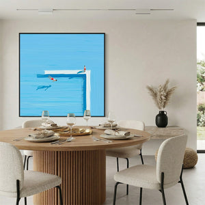 The Plunge original minimalist modern wall art of a summer pool dive.