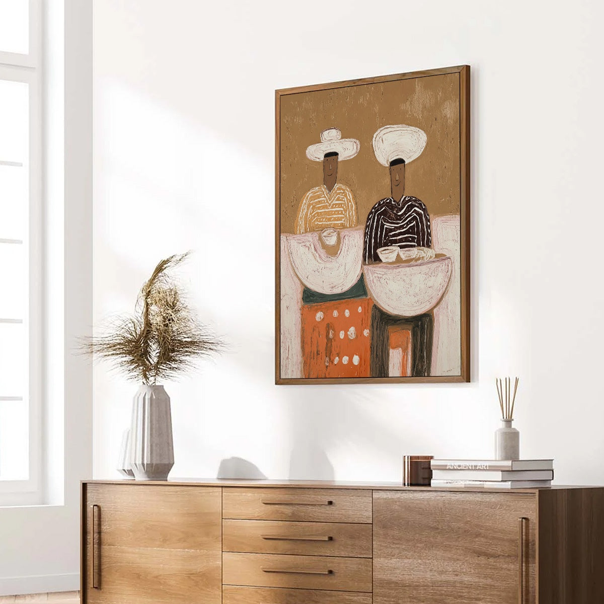 Original handmade abstract painting 'The Sharing Bowl', textured Wabi Sabi wall art.