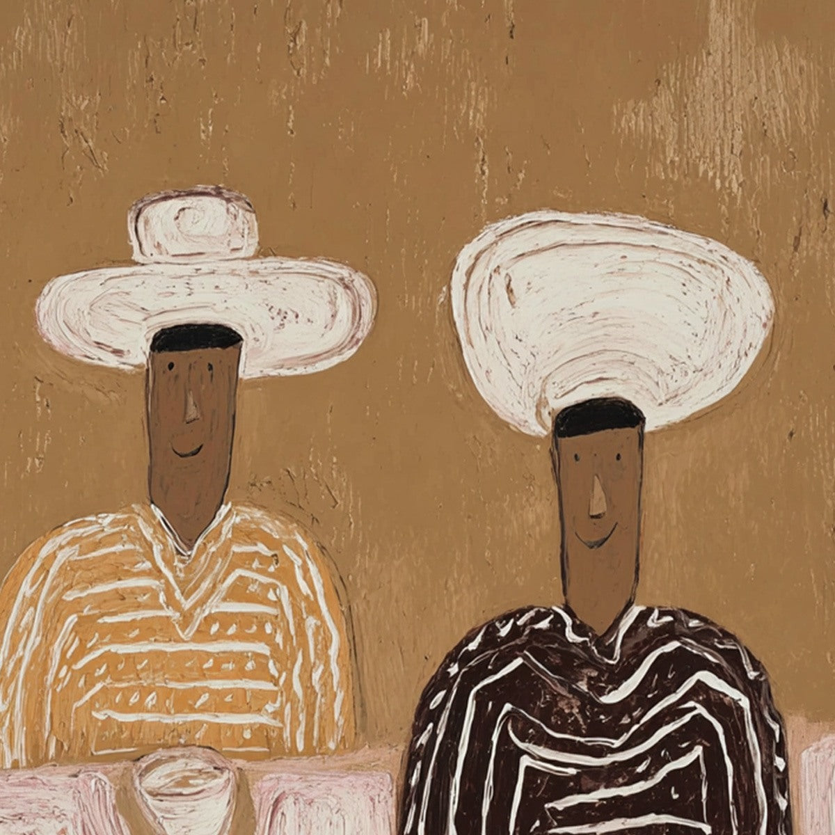 Original handmade oil painting: 'The Sharing Bowl' Wabi Sabi art, modern wall art.