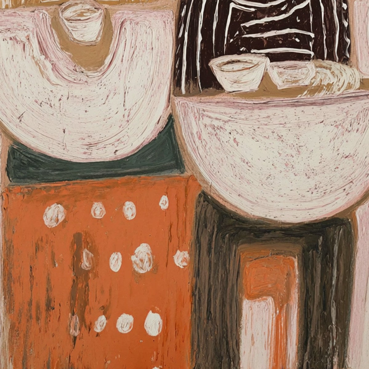 Original textured Wabi Sabi abstract painting 'The Sharing Bowl' – handmade wall art.