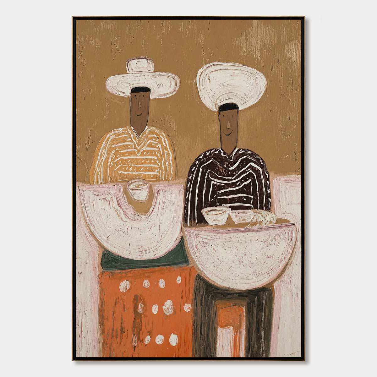"The Sharing Bowl" original handmade textured Wabi Sabi modern wall art.