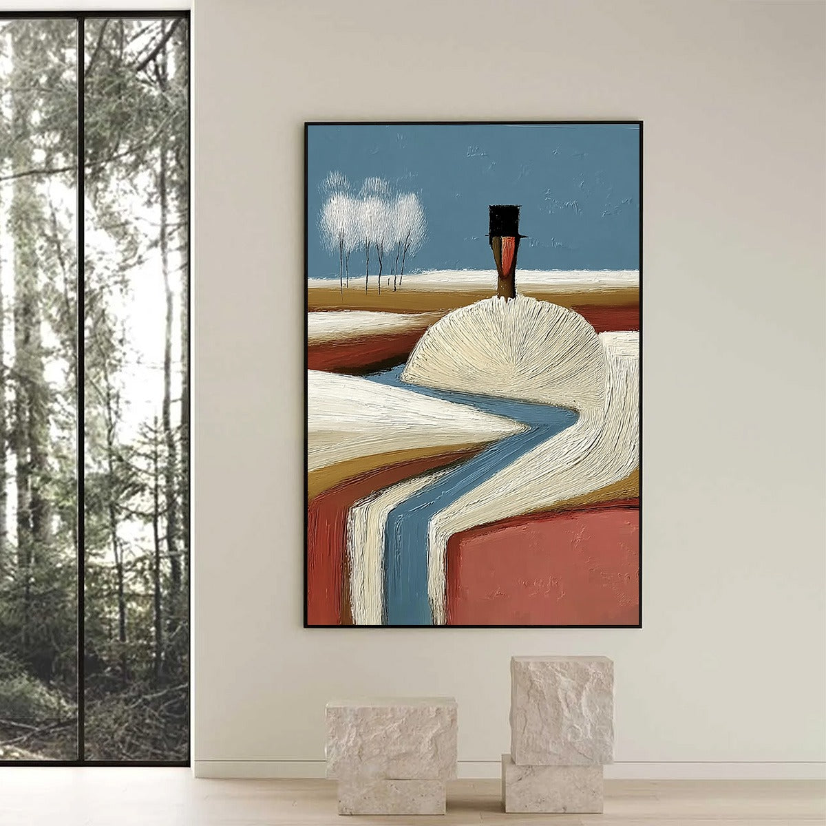 THE SILENT JOURNEY: Textured Wabi Sabi Abstract Landscape Painting