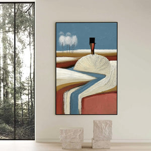 THE SILENT JOURNEY: Textured Wabi Sabi Abstract Landscape Painting