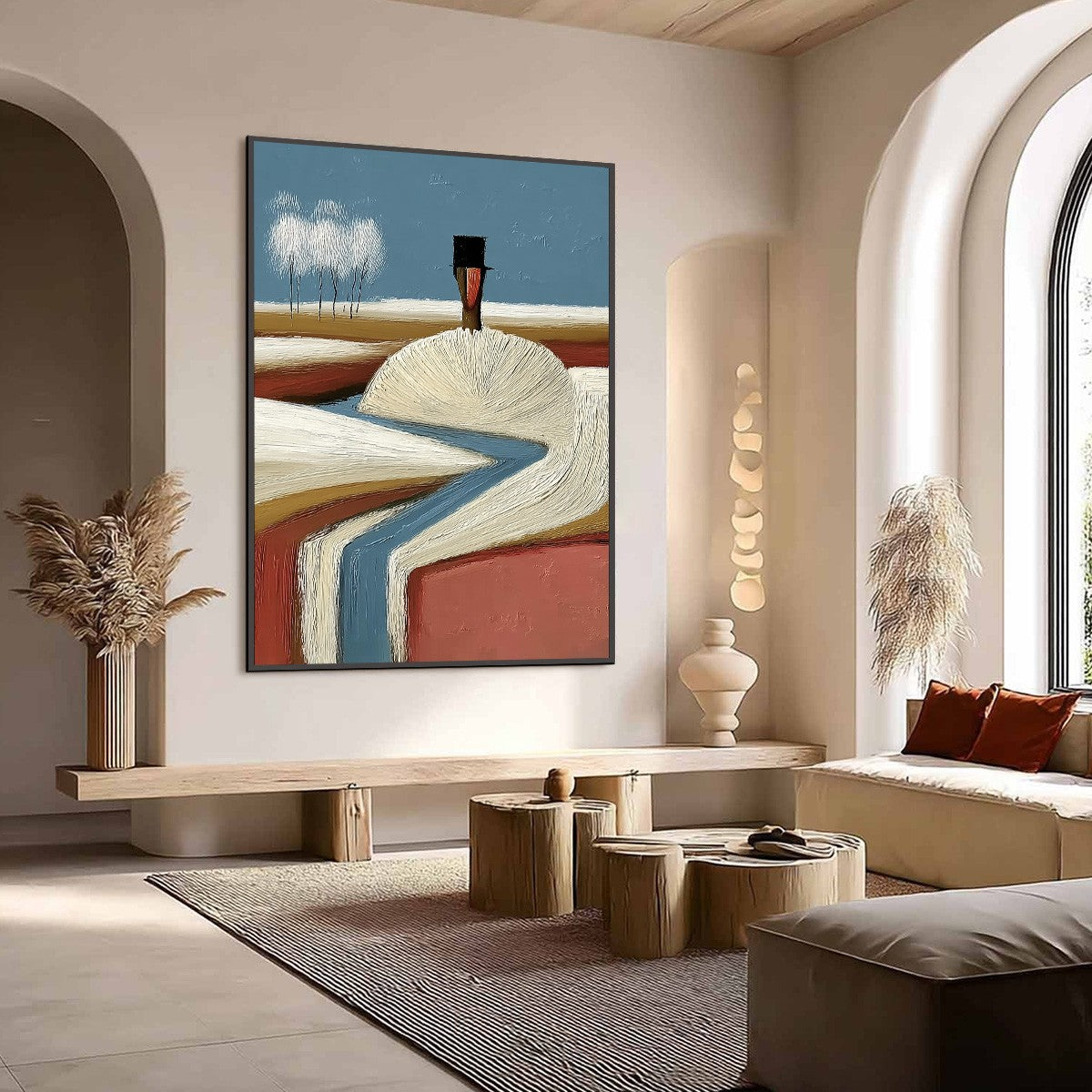 THE SILENT JOURNEY: Textured Wabi Sabi Abstract Landscape Painting