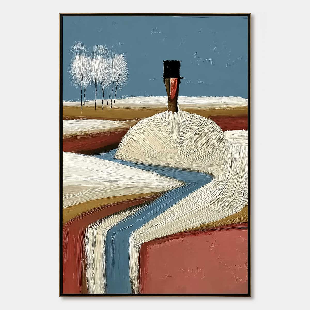 The Silent Journey | Textured Vertical Abstract Landscape Oil