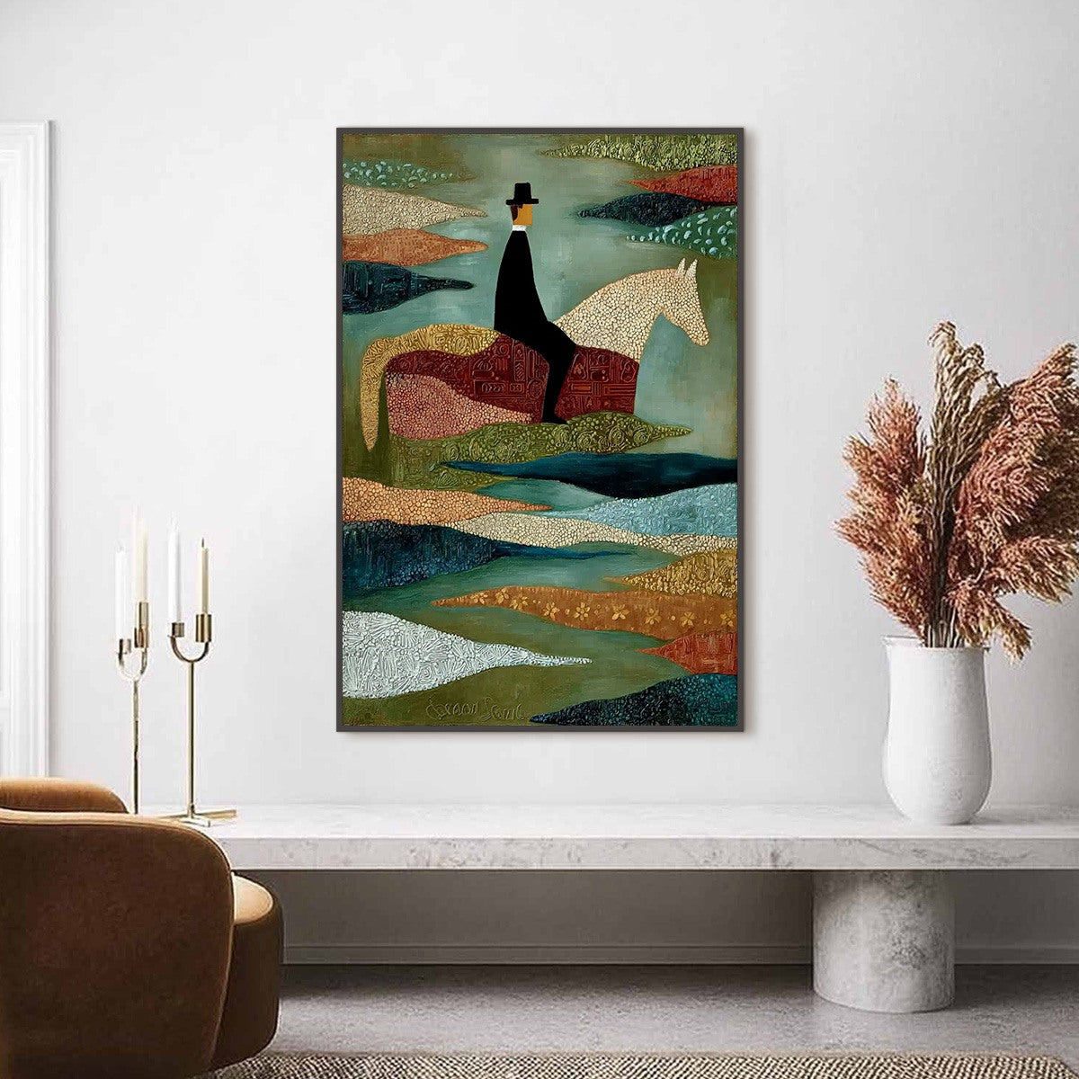 THE SOJOURNER: Textured Figurative Painting of a Rider on Horseback