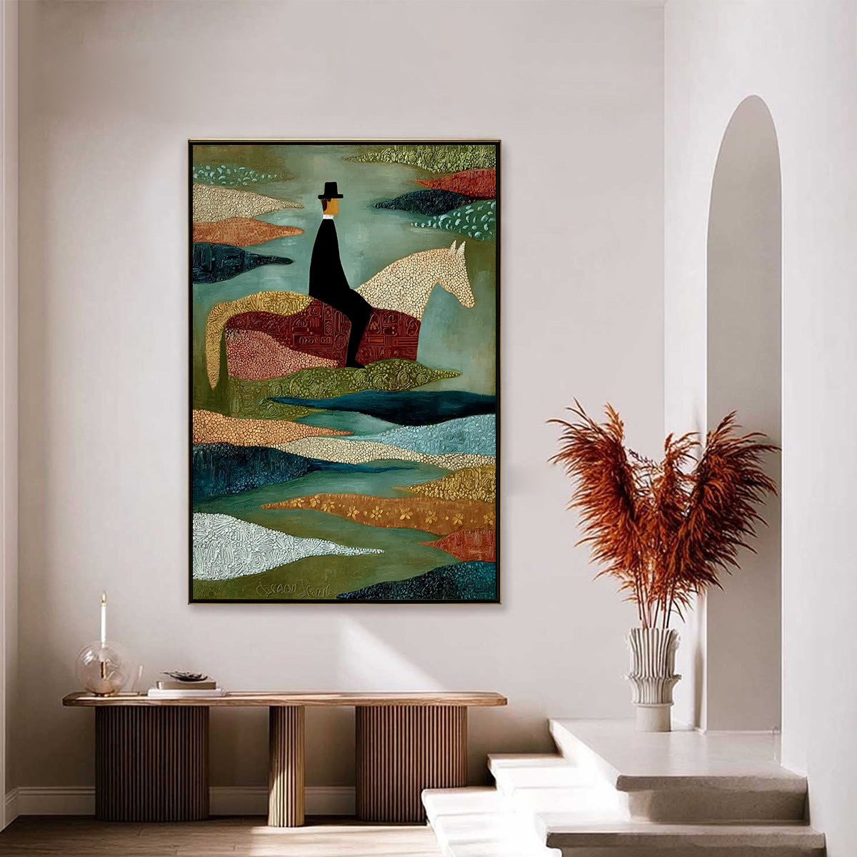 THE SOJOURNER: Textured Figurative Painting of a Rider on Horseback