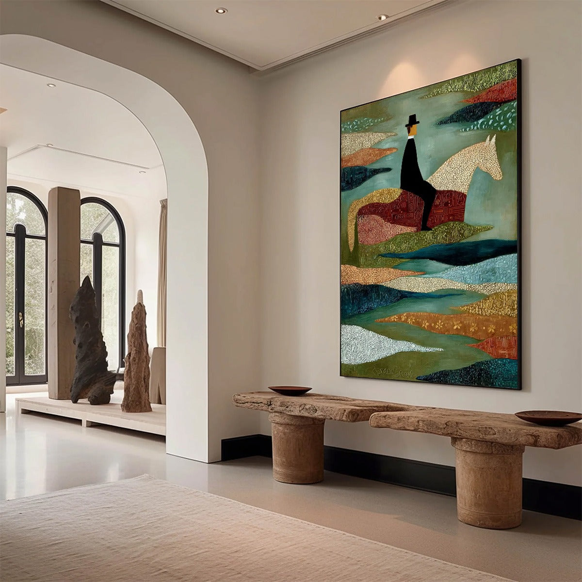 THE SOJOURNER: Textured Figurative Painting of a Rider on Horseback