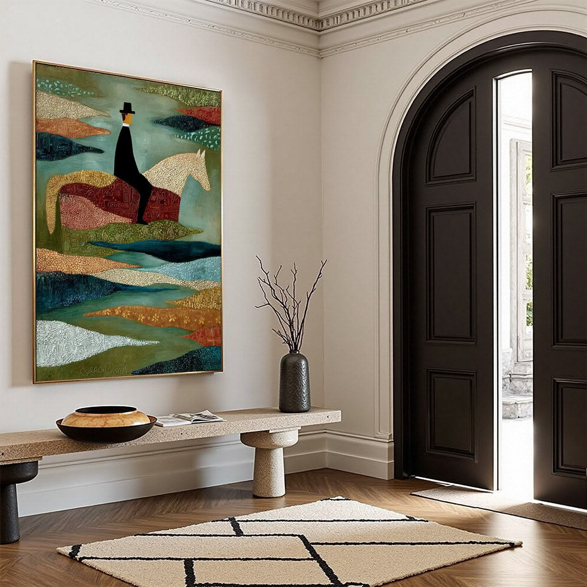 THE SOJOURNER: Textured Figurative Painting of a Rider on Horseback