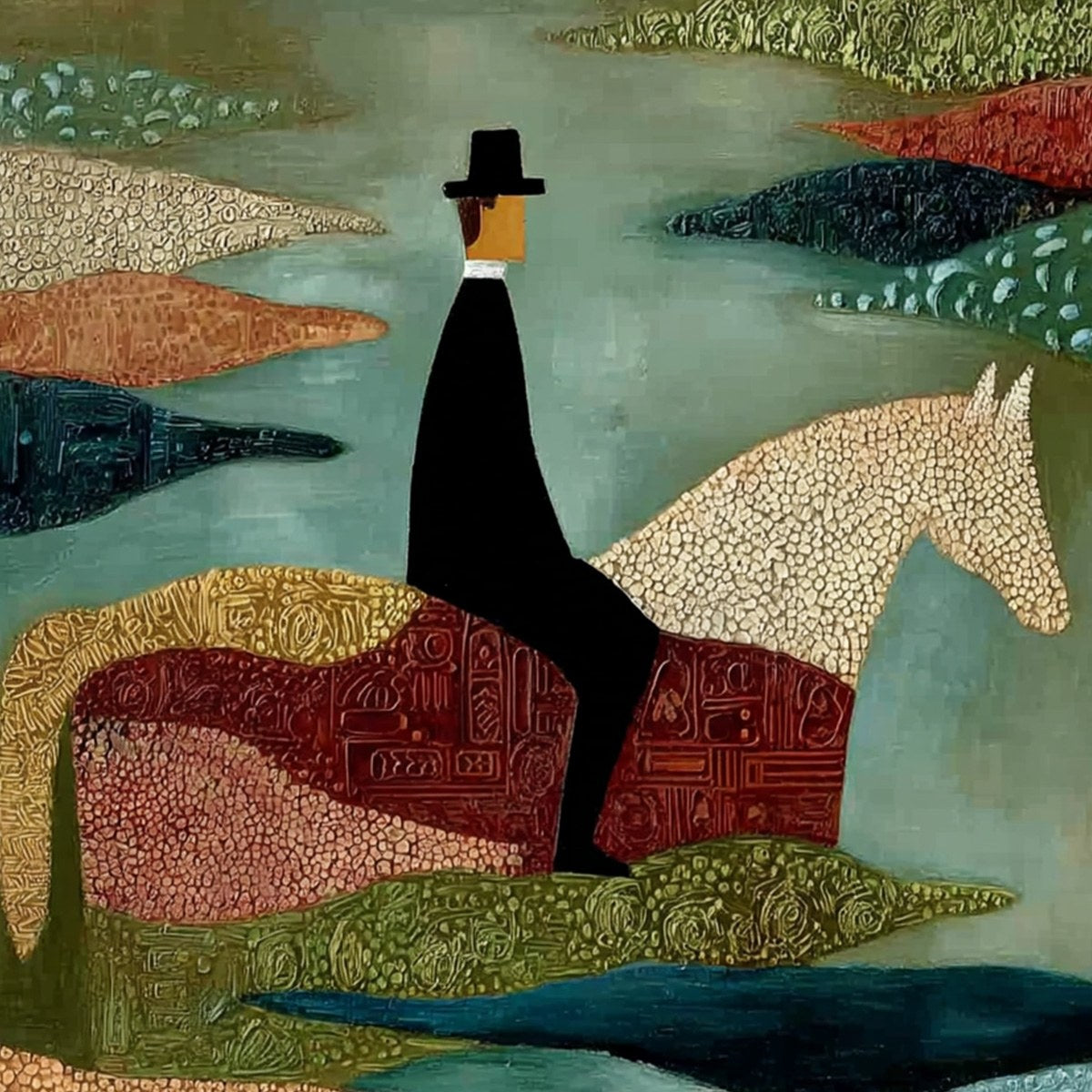 THE SOJOURNER: Textured Figurative Painting of a Rider on Horseback