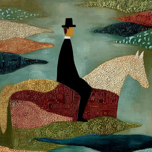 THE SOJOURNER: Textured Figurative Painting of a Rider on Horseback