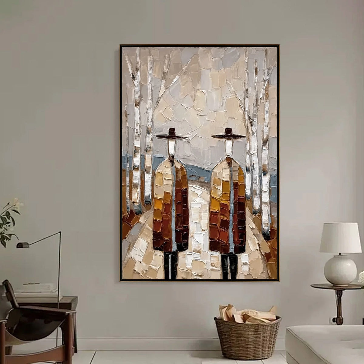 THE SOJOURNERS: Textured Palette Knife Painting of Figures in a Landscape