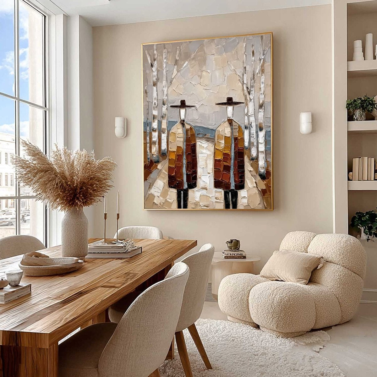THE SOJOURNERS: Textured Palette Knife Painting of Figures in a Landscape
